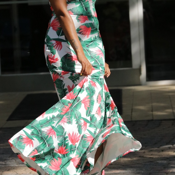 "Amina" floral print maxi floor length dress - Picture 3 of 5